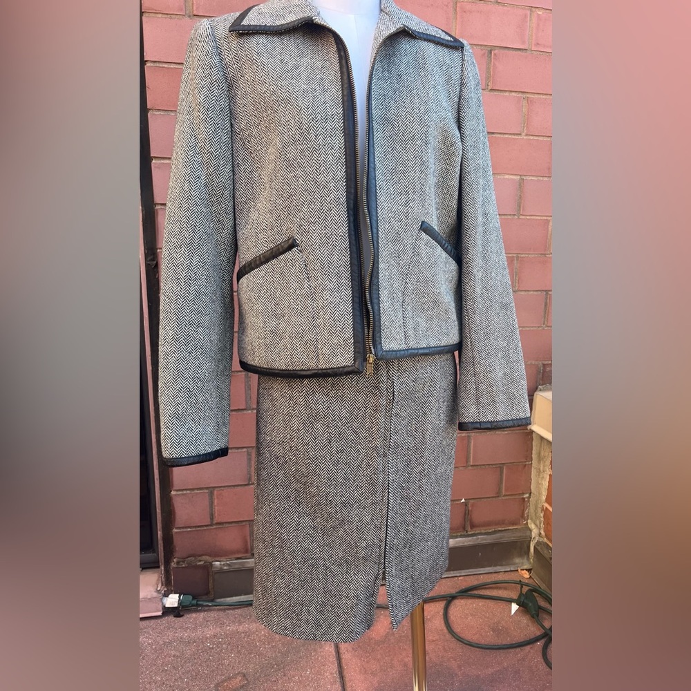 Carlisle Gray and Black Textured Two Piece Skirt Suit